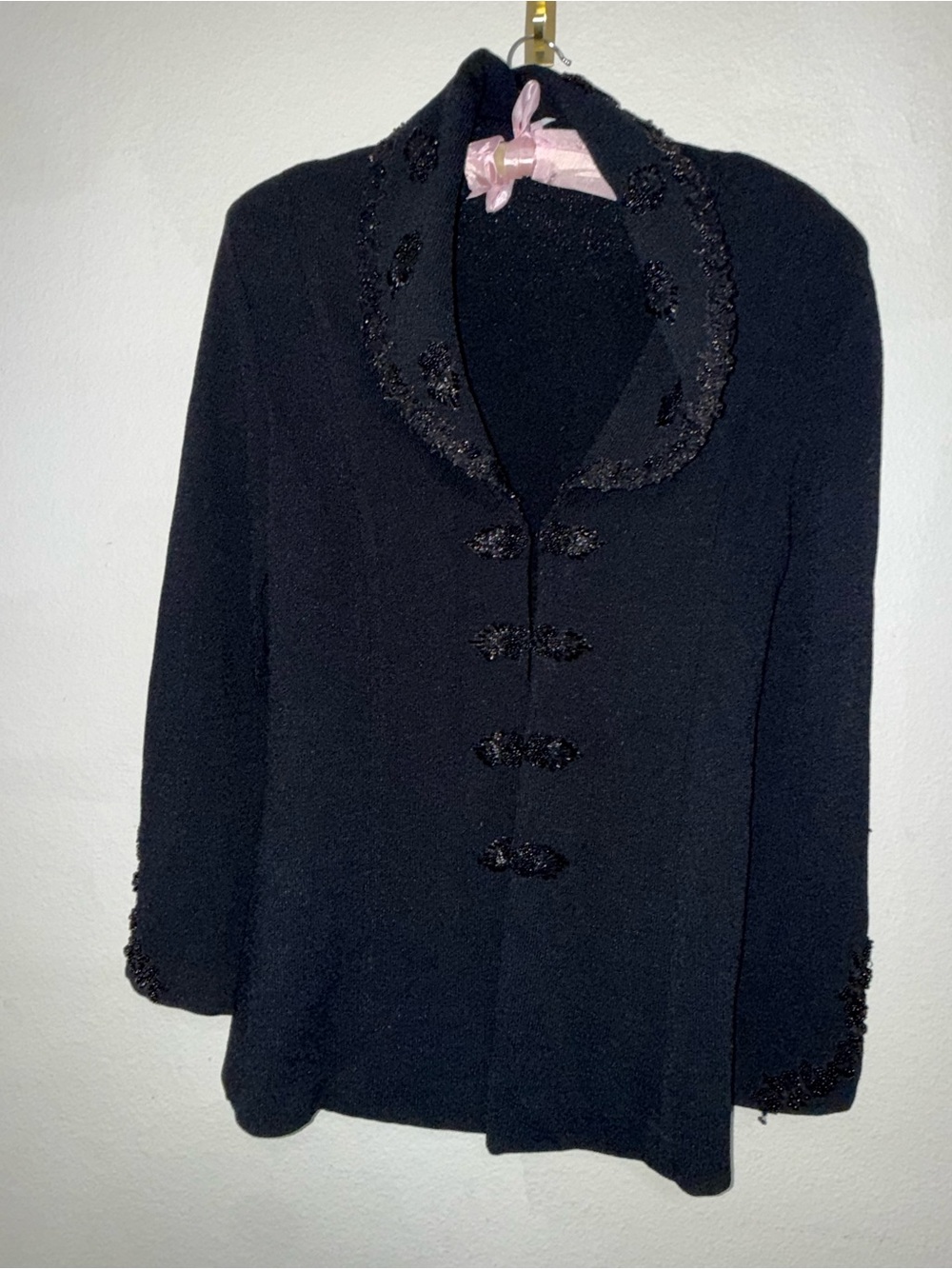 Vintage Bette Sung Black Beaded evening blazer- size 6